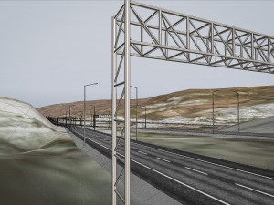 mountain terrain with highway and tunnel 3D Modell