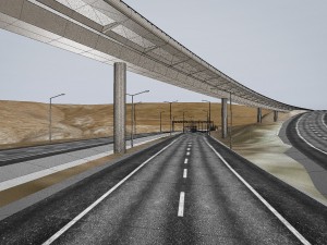 mountain terrain with highway and tunnel 3D Modell