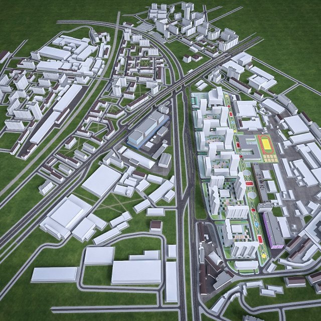 residential and industrial urban area Modelo 3D .c4d .max .obj .3ds .fbx .stl .blend 
