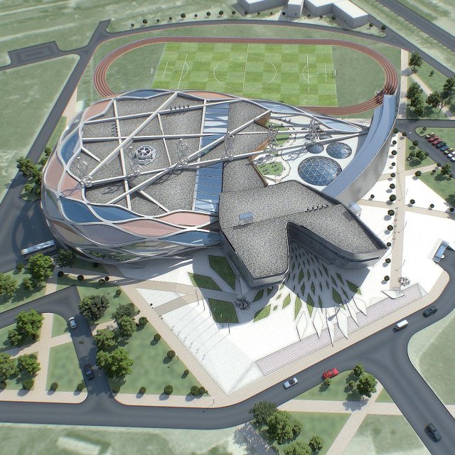 sport complex exterior interiors Modello 3D .c4d .max .obj .3ds .fbx .stl .blend