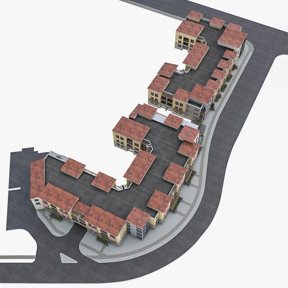 residential complex 3D Model .c4d .max .obj .3ds .fbx .stl .blend 