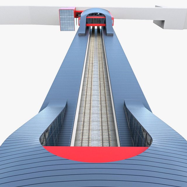 urban railway train station Model 3D .c4d .max .obj .3ds .fbx .stl .blend 