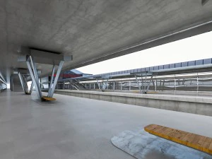 urban railway train station 3D Model