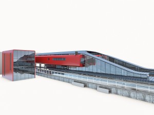 urban railway train station Model 3D
