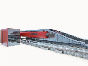 urban railway train station 3D Model
