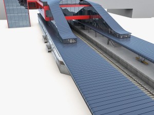 urban railway train station Model 3D