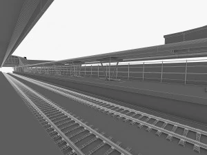 urban railway train station 3D Model