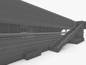urban railway train station 3D Model
