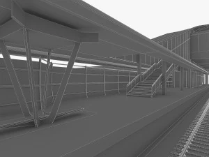 urban railway train station 3D Model