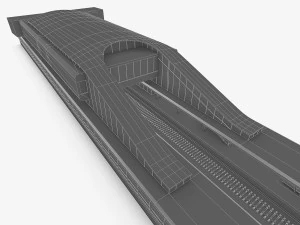 urban railway train station 3D Model