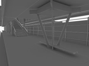 urban railway train station 3D Model