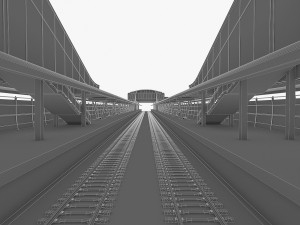 urban railway train station Model 3D