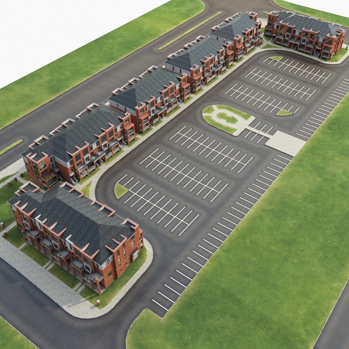 neighborhood residential complex 3D Model .c4d .max .obj .3ds .fbx .stl .blend 