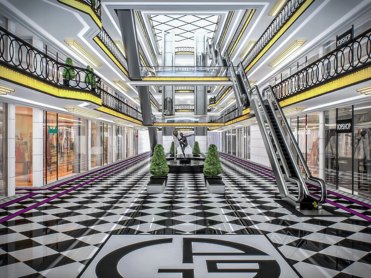 shopping mall interior 3D Model .c4d .max .obj .3ds .fbx .stl .blend 
