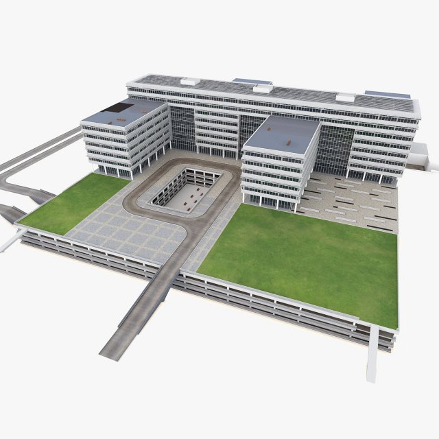 industrial office building Model 3D .c4d .max .obj .3ds .fbx .stl .blend 
