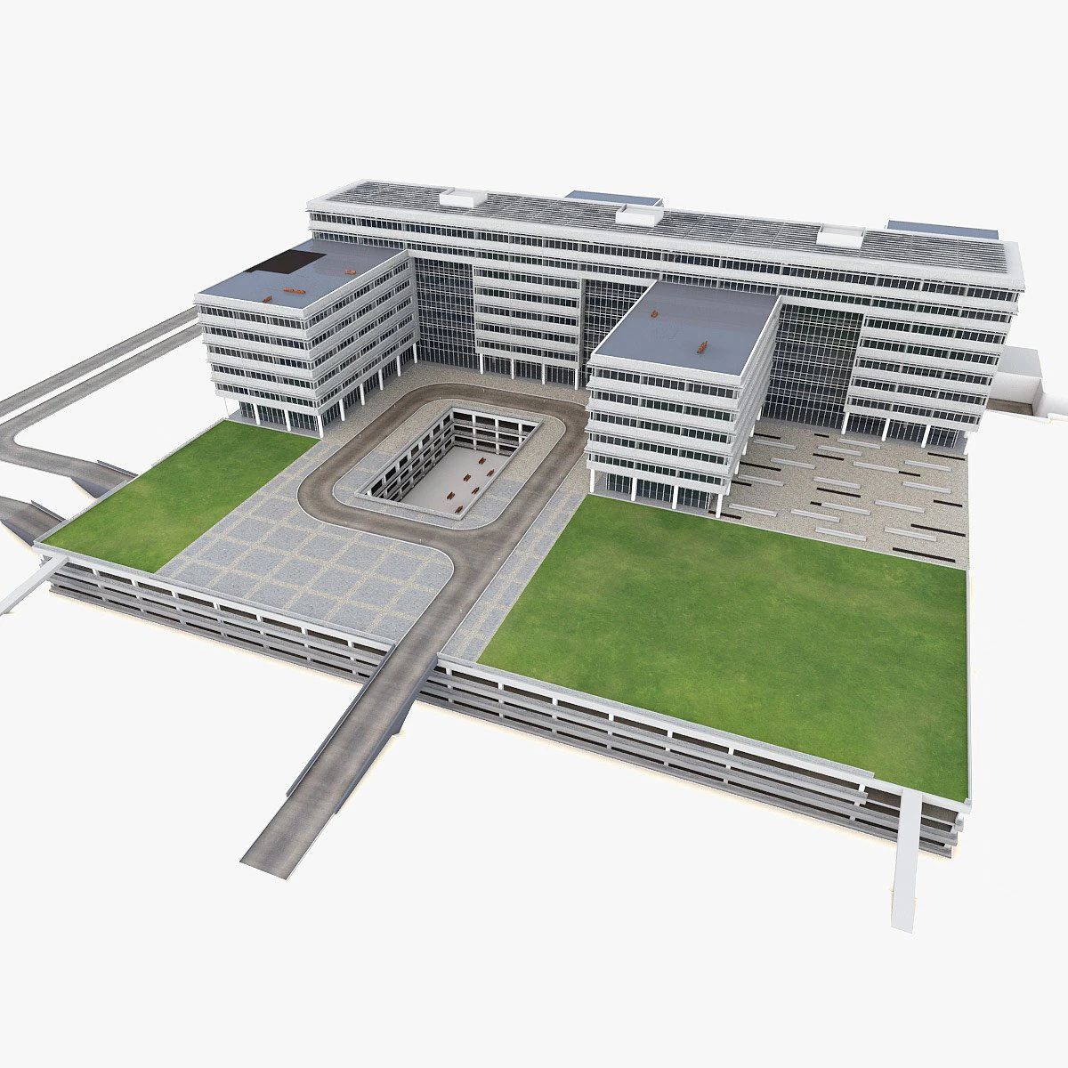 industrial office building 3D Model .c4d .max .obj .3ds .fbx .stl .blend 