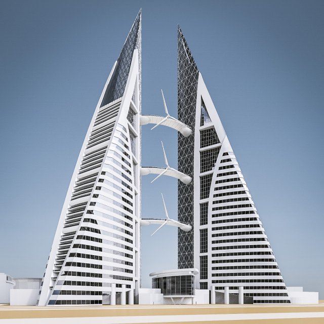 bahrain world trade center Modello 3D .c4d .max .obj .3ds .fbx .stl .blend 