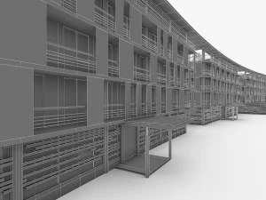 hotel spa resort building 3D Model