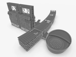 hotel spa resort building 3D Model