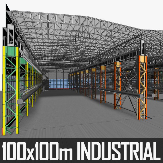 industrial interior 01 3D Model .c4d .max .obj .3ds .fbx .stl .blend 