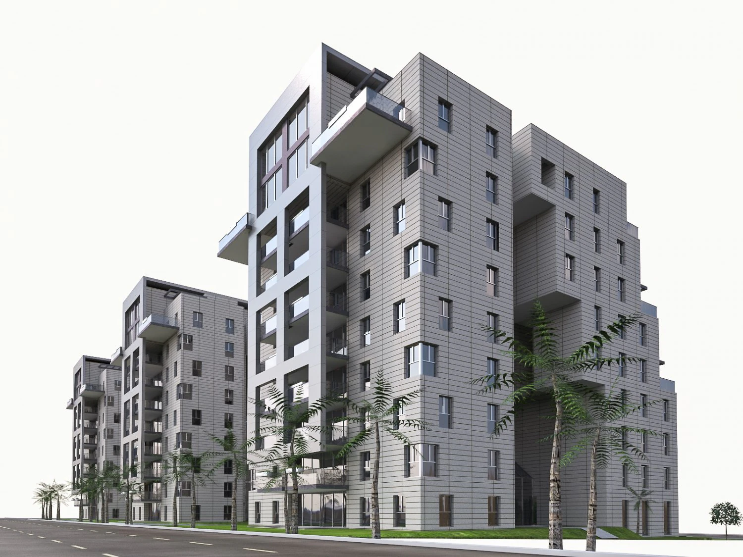 residential condominium buildings 3D Model .c4d .max .obj .3ds .fbx .stl .blend 