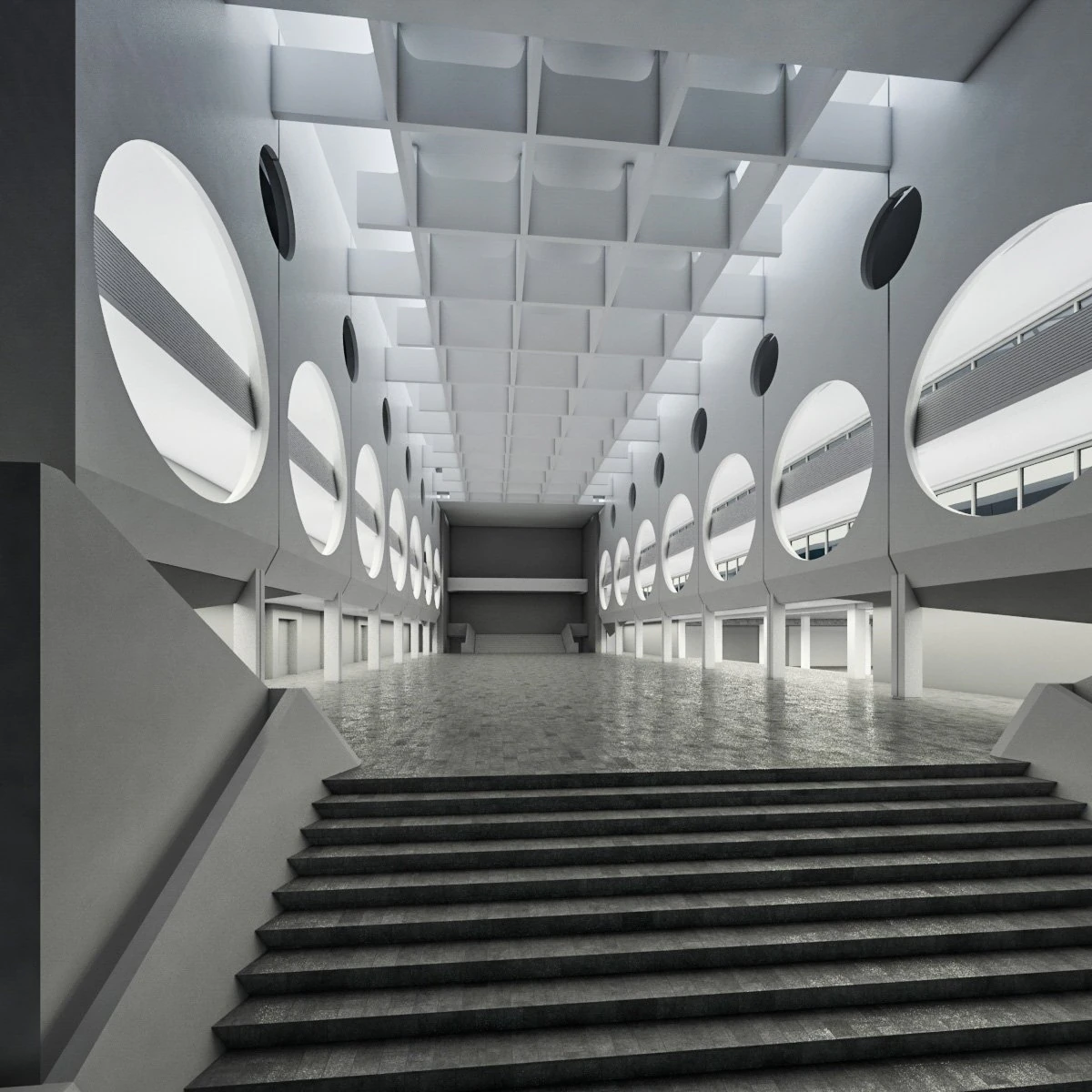 public hall interior 3D Model .c4d .max .obj .3ds .fbx .stl .blend 