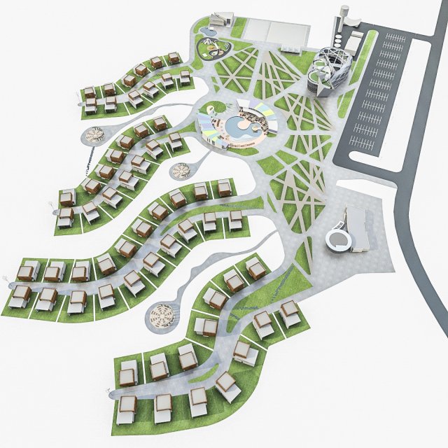 sport resort complex 3D Модель .c4d .max .obj .3ds .fbx .stl .blend 