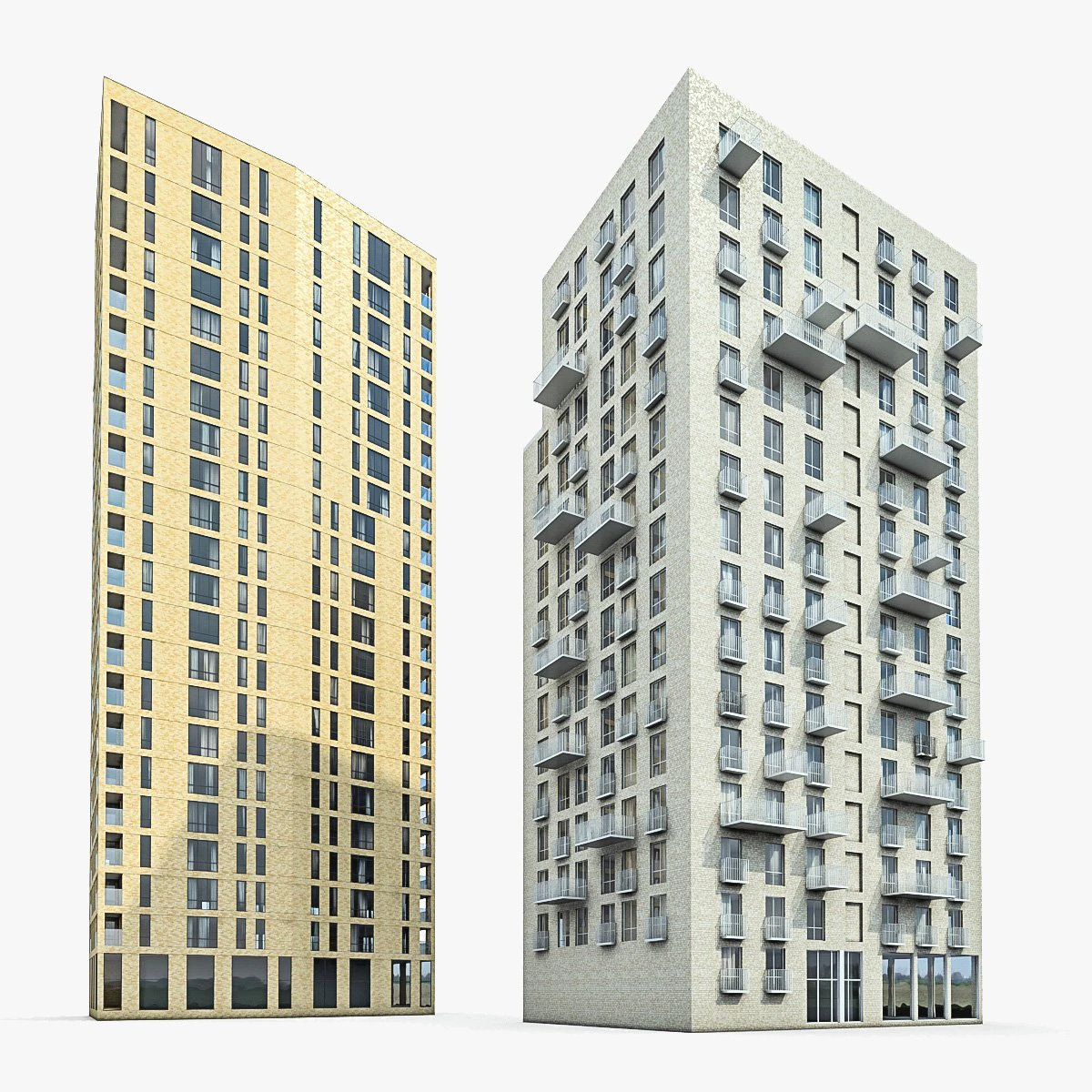residential buildings 3D Model .c4d .max .obj .3ds .fbx .stl .blend 