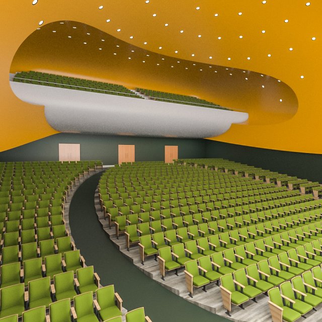 modern concert hall 1000 seats 3D Model .c4d .max .obj .3ds .fbx .stl .blend 