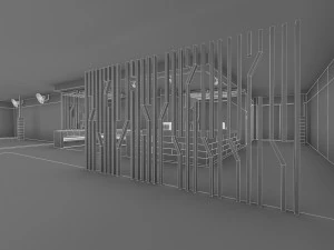 Інтер'єр тренажерного залу фітнес-центру 3D Модель