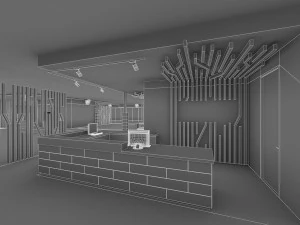 Інтер'єр тренажерного залу фітнес-центру 3D Модель