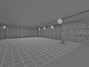 Інтер'єр тренажерного залу фітнес-центру 3D Модель