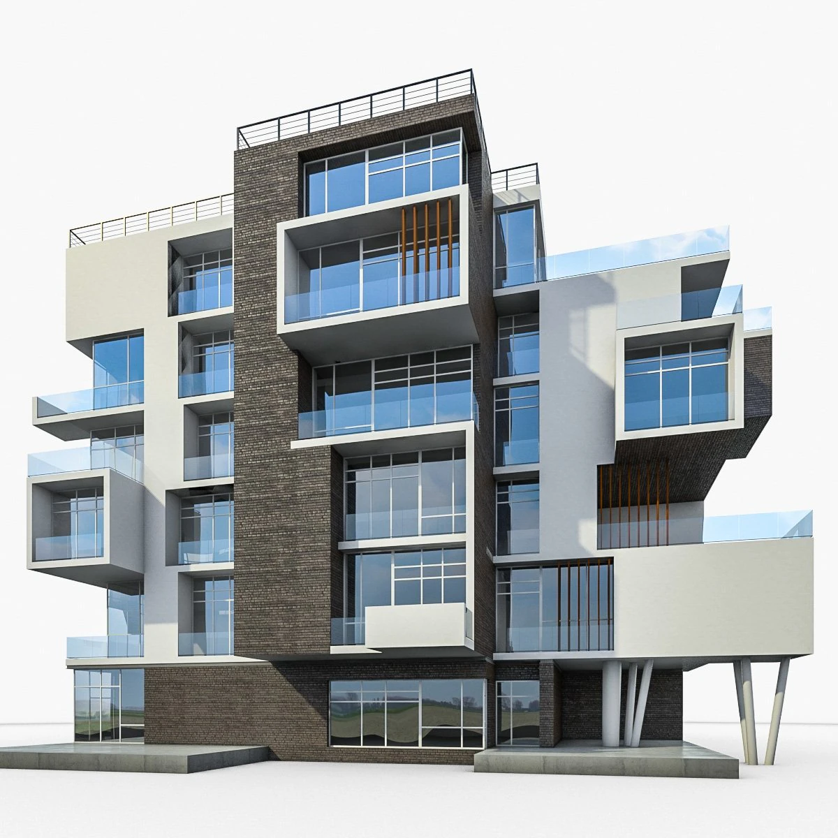 modern residential building 3D Model .c4d .max .obj .3ds .fbx .stl .blend 