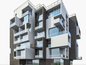 modern residential building 3D 모델