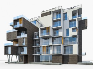 modern residential building 3D 모델