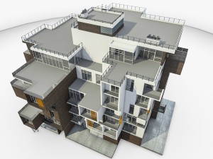modern residential building 3D 모델