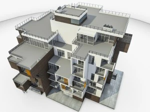 modern residential building 3D Model