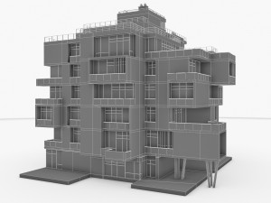 modern residential building 3D 모델