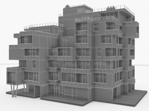 modern residential building 3D 모델