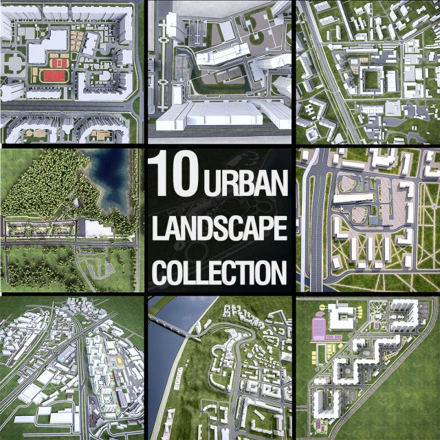 urban landscape collection - 10 pack 3D Model .c4d .max .obj .3ds .fbx .stl .blend 