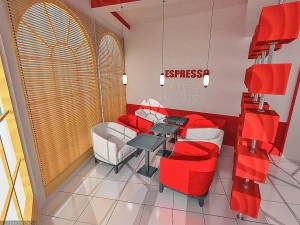 interno del ristorante caff&egrave; Modello 3D