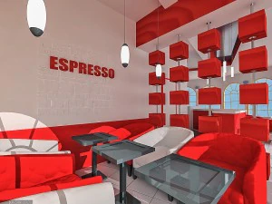interno del ristorante caff&egrave; Modello 3D