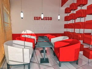 interno del ristorante caff&egrave; Modello 3D