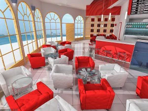 interno del ristorante caff&egrave; Modello 3D