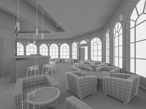 interno del ristorante caff&egrave; Modello 3D