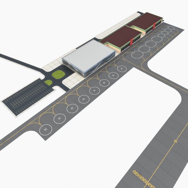 modern regional airport 3D 模型 .c4d .max .obj .3ds .fbx .stl .blend 