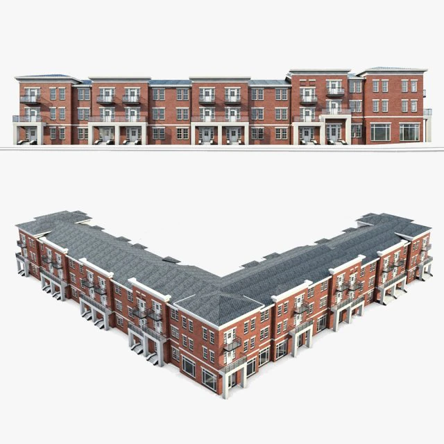 житловий комплекс 3D Модель .c4d .max .obj .3ds .fbx .stl .blend 