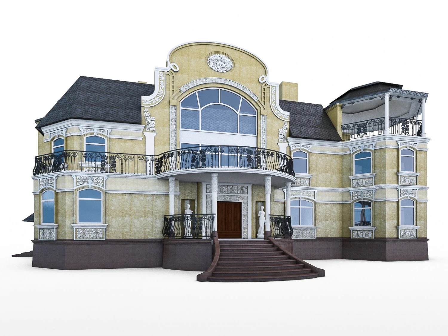 art nouveau mansion 3D Model .c4d .max .obj .3ds .fbx .stl .blend 