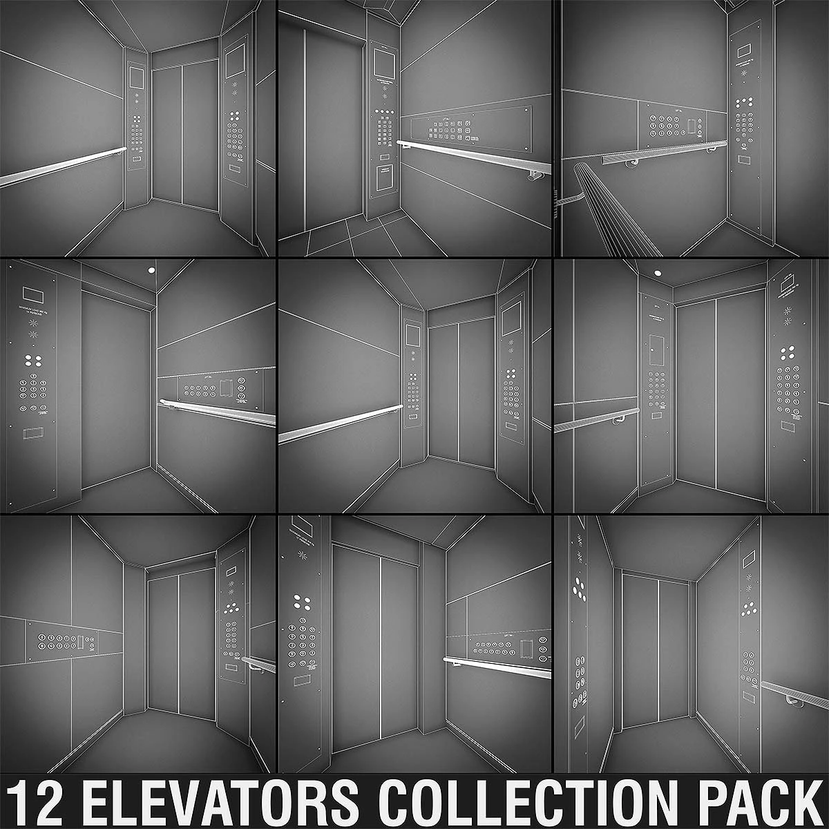 cole&ccedil;&atilde;o de elevadores otis Modelo 3D .c4d .max .obj .3ds .fbx .stl .blend 