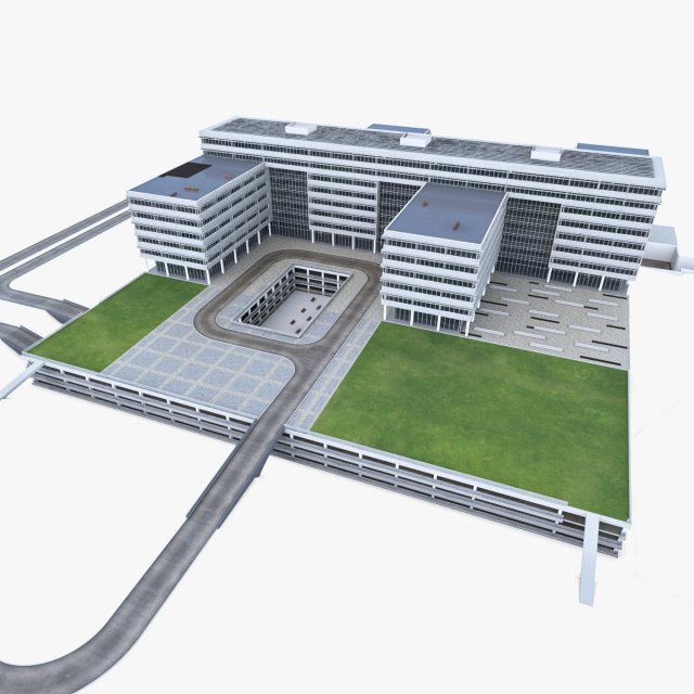 industrial office building Model 3D .c4d .max .obj .3ds .fbx .stl .blend 